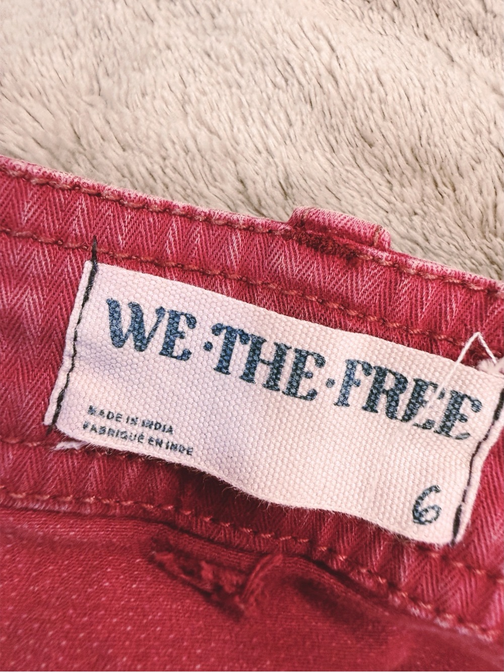 Free People We The Free Hot In It Moto Red Utility Pants, Size 6 - Picture 7 of 10